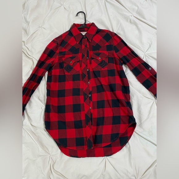 True Religion women’s red/black flannel - Picture 3 of 10